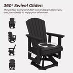 HYLEORY Adirondack Swivel Rocking Glider Chair, HDPE Resin Rocking Glider Chair
