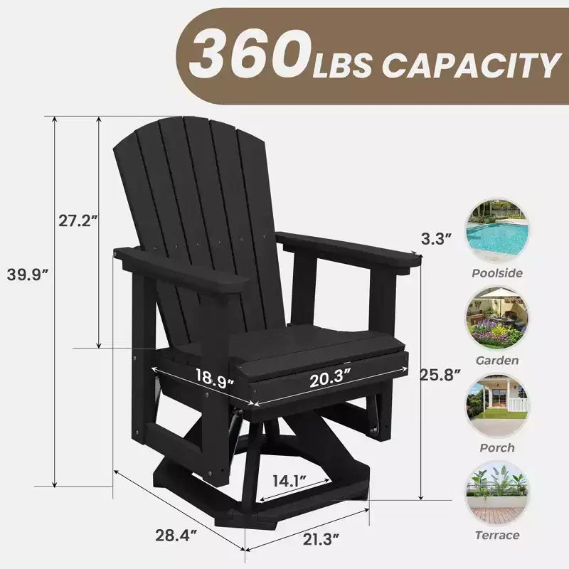 HYLEORY Adirondack Swivel Rocking Glider Chair, HDPE Resin Rocking Glider Chair