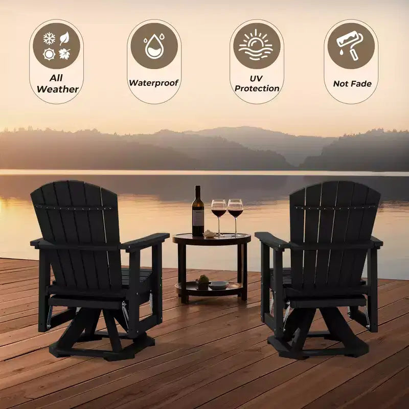 HYLEORY Adirondack Swivel Rocking Glider Chair, HDPE Resin Rocking Glider Chair