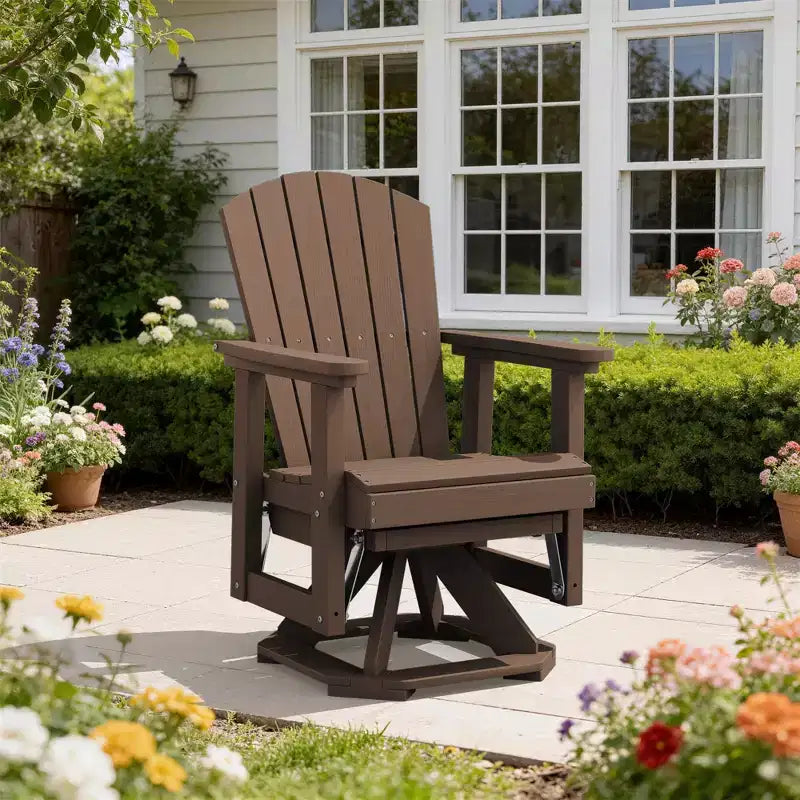 Sedia a dondolo girevole HYLEORY Adirondack, sedia a dondolo in resina HDPE