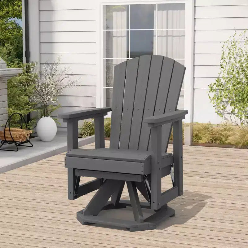 Sedia a dondolo girevole HYLEORY Adirondack, sedia a dondolo in resina HDPE