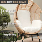 Whisen 37.4 in. W 1-Person PE Wicker Patio Egg Chair Patio Swings Chair with Cushion