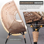 Whisen 37.4 in. W 1-Person PE Wicker Patio Egg Chair Patio Swings Chair with Cushion