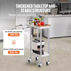 VEVOR 24 x 15 x 40 Inch Stainless Steel Work Table, Commercial Food Prep Worktable with Casters, Heavy Duty Prep Worktable, Metal Work Table