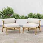 Christopher Knight Home Gretel Outdoor Modern Iron Upholstered Armless Club Chair (Set of 2)