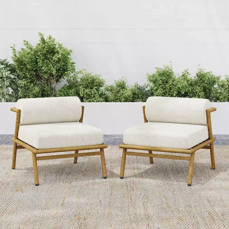 Christopher Knight Home Gretel Outdoor Modern Iron Upholstered Armless Club Chair (Set of 2)