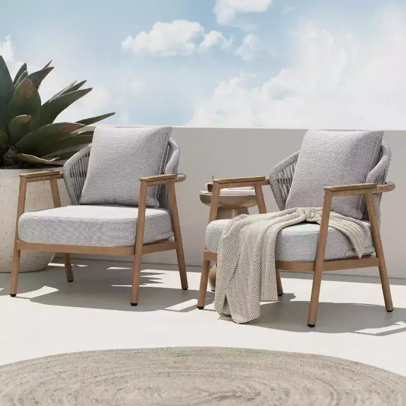 Christopher Knight Home Ove Outdoor Rope Weave Metal Club Chair with Cushion