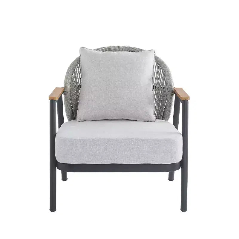 Christopher Knight Home Ove Outdoor Rope Weave Metal Club Chair with Cushion