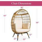 Wicker Egg Chair  PE Rattan Patio Chair with Steel Frame & Ivory Cushion  Perfect for Backyard, Balcony, Garden & Indoor Lounging MAPLE 99