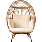 Wicker Egg Chair  PE Rattan Patio Chair with Steel Frame & Ivory Cushion  Perfect for Backyard, Balcony, Garden & Indoor Lounging MAPLE 99