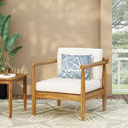 Christopher Knight Home Bonsallo Outdoor Acacia Wood Club Chair with Weather-Resistant Cushions, Teak/Cream
