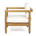Christopher Knight Home Bonsallo Outdoor Acacia Wood Club Chair with Weather-Resistant Cushions, Teak/Cream