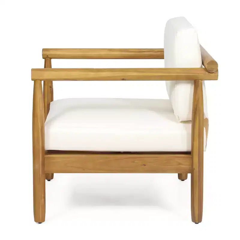Christopher Knight Home Bonsallo Outdoor Acacia Wood Club Chair with Weather-Resistant Cushions, Teak/Cream