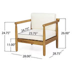 Christopher Knight Home Bonsallo Outdoor Acacia Wood Club Chair with Weather-Resistant Cushions, Teak/Cream