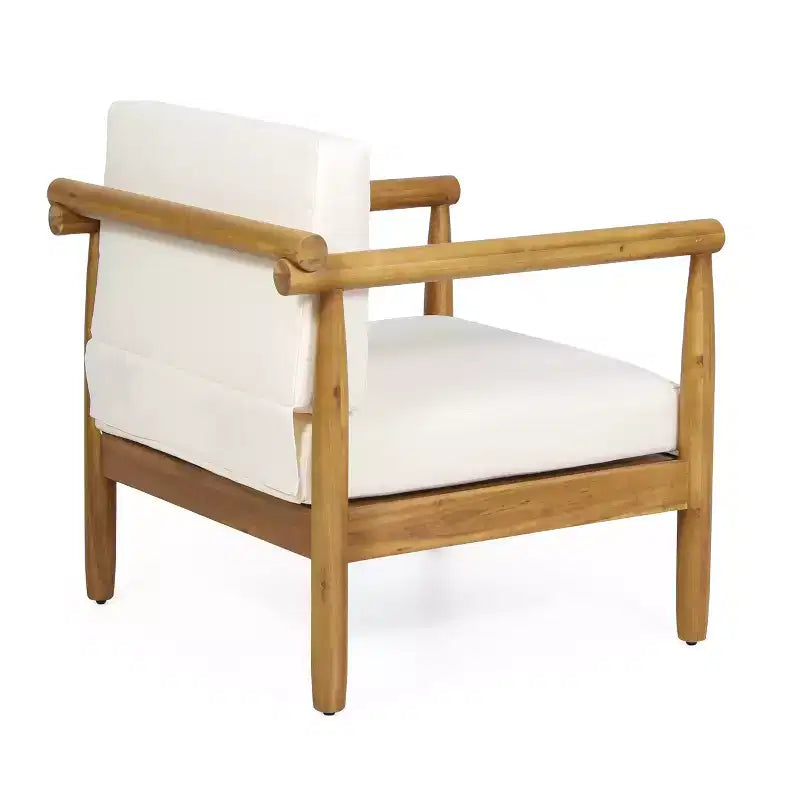 Christopher Knight Home Bonsallo Outdoor Acacia Wood Club Chair with Weather-Resistant Cushions, Teak/Cream