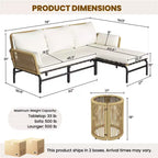 Yaheetech 3 Piece Patio Sectional L-shaped Sofa Set with Table, Cushions, Pillows for Backyard, Deck, Poolside