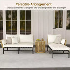 Yaheetech 3 Piece Patio Sectional L-shaped Sofa Set with Table, Cushions, Pillows for Backyard, Deck, Poolside
