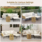 Yaheetech 3 Piece Patio Sectional L-shaped Sofa Set with Table, Cushions, Pillows for Backyard, Deck, Poolside