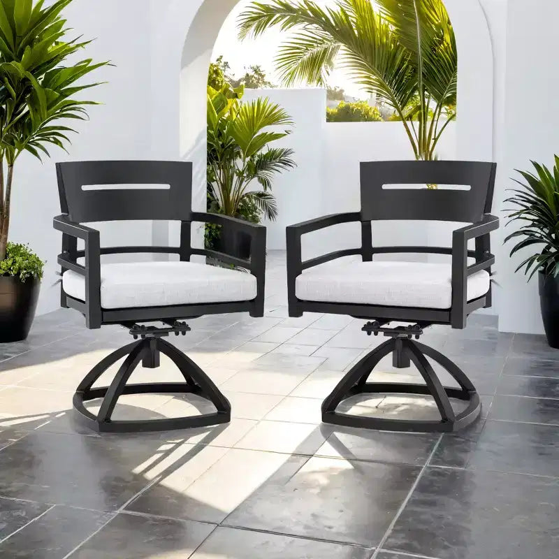 Christopher Knight Home Mirabelle - Sedia girevole in alluminio con cuscini Sunbrella rimovibili (set da 2)