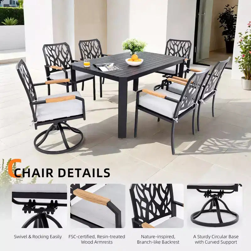 Christopher Knight Home Mirabelle - Sedia girevole in alluminio con cuscini Sunbrella rimovibili (set da 2)