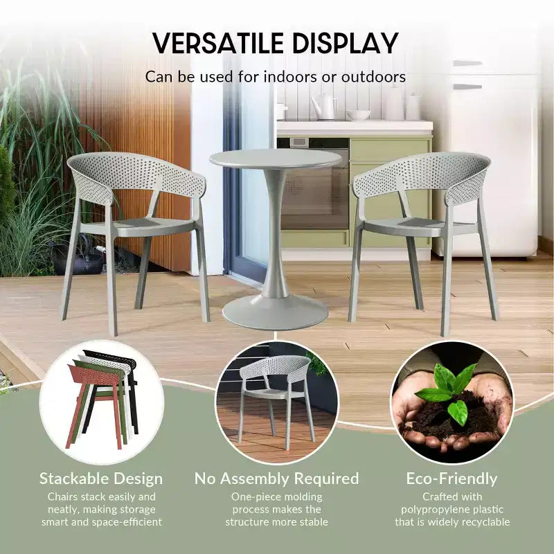 WestinTrends Playa Poltrona da pranzo moderna impilabile in resina per esterni (set da 2)