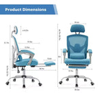 JIONJOY Sedia Gaming Ergonomica in Rete con Poggiapiedi - Reclinabile da 90 a 135 Gradi, Supporto Lombare e Poggiatesta Regolabili