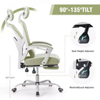 JIONJOY Sedia Gaming Ergonomica in Rete con Poggiapiedi - Reclinabile da 90 a 135 Gradi, Supporto Lombare e Poggiatesta Regolabili