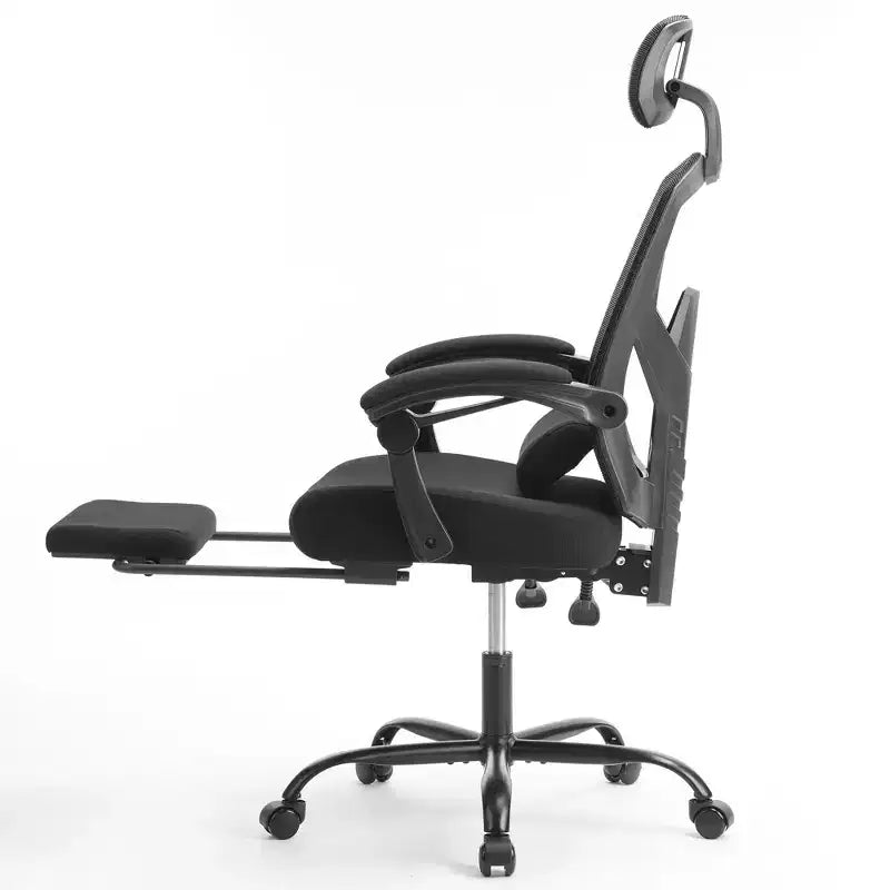 JIONJOY Sedia Gaming Ergonomica in Rete con Poggiapiedi - Reclinabile da 90 a 135 Gradi, Supporto Lombare e Poggiatesta Regolabili