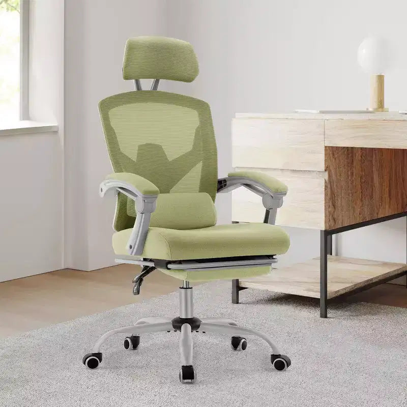 JIONJOY Sedia Gaming Ergonomica in Rete con Poggiapiedi - Reclinabile da 90 a 135 Gradi, Supporto Lombare e Poggiatesta Regolabili
