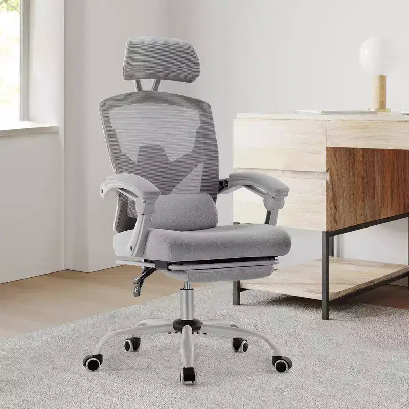 JIONJOY Sedia Gaming Ergonomica in Rete con Poggiapiedi - Reclinabile da 90 a 135 Gradi, Supporto Lombare e Poggiatesta Regolabili