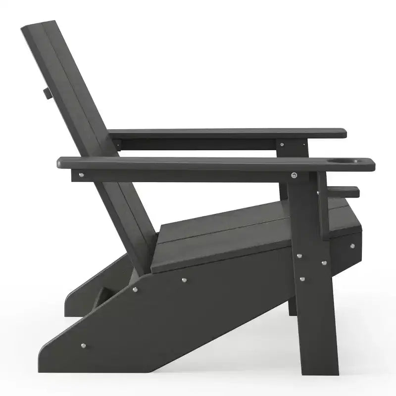 WestinTrends Riviera Set da 4 Pezzi per Esterno in HDPE con Sedie Adirondack Moderne, Poggiapiedi Pieghevoli da Patio e Portabicchieri