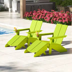 WestinTrends Riviera Set da 4 Pezzi per Esterno in HDPE con Sedie Adirondack Moderne, Poggiapiedi Pieghevoli da Patio e Portabicchieri