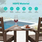 Hyleory HDPE Adirondack Bar Height Loveseat with Built-In Side Table, 2-Person Outdoor Double Chair