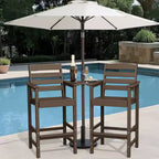 Hyleory HDPE Adirondack Bar Height Loveseat with Built-In Side Table, 2-Person Outdoor Double Chair