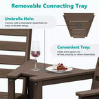 Hyleory HDPE Adirondack Bar Height Loveseat with Built-In Side Table, 2-Person Outdoor Double Chair