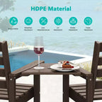 Hyleory HDPE Adirondack Bar Height Loveseat with Built-In Side Table, 2-Person Outdoor Double Chair