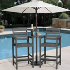 Hyleory HDPE Adirondack Bar Height Loveseat with Built-In Side Table, 2-Person Outdoor Double Chair