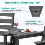 Hyleory HDPE Adirondack Bar Height Loveseat with Built-In Side Table, 2-Person Outdoor Double Chair