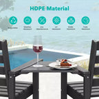 Hyleory HDPE Adirondack Bar Height Loveseat with Built-In Side Table, 2-Person Outdoor Double Chair