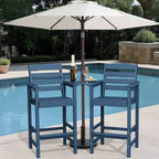 Hyleory HDPE Adirondack Bar Height Loveseat with Built-In Side Table, 2-Person Outdoor Double Chair