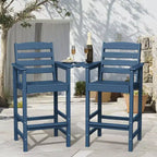 Hyleory HDPE Adirondack Bar Height Loveseat with Built-In Side Table, 2-Person Outdoor Double Chair
