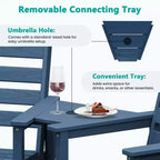 Hyleory HDPE Adirondack Bar Height Loveseat with Built-In Side Table, 2-Person Outdoor Double Chair