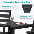 Hyleory HDPE Adirondack Bar Height Loveseat with Built-In Side Table, 2-Person Outdoor Double Chair