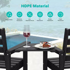Hyleory HDPE Adirondack Bar Height Loveseat with Built-In Side Table, 2-Person Outdoor Double Chair