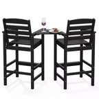 Hyleory HDPE Adirondack Bar Height Loveseat with Built-In Side Table, 2-Person Outdoor Double Chair