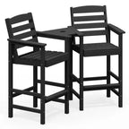 Hyleory HDPE Adirondack Bar Height Loveseat with Built-In Side Table, 2-Person Outdoor Double Chair