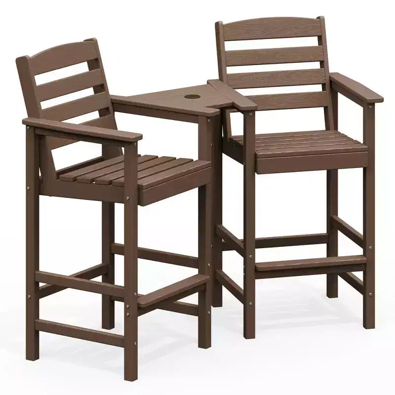 Hyleory Panca Adirondack a due posti in HDPE con tavolino laterale integrato, sedia doppia da esterno per 2 persone