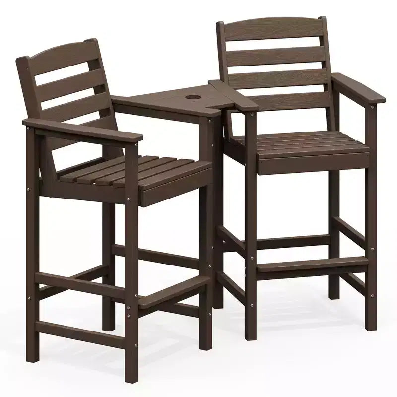 Hyleory Panca Adirondack a due posti in HDPE con tavolino laterale integrato, sedia doppia da esterno per 2 persone