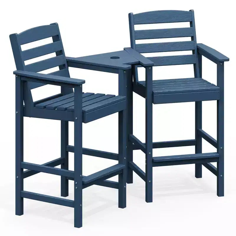 Hyleory Panca Adirondack a due posti in HDPE con tavolino laterale integrato, sedia doppia da esterno per 2 persone