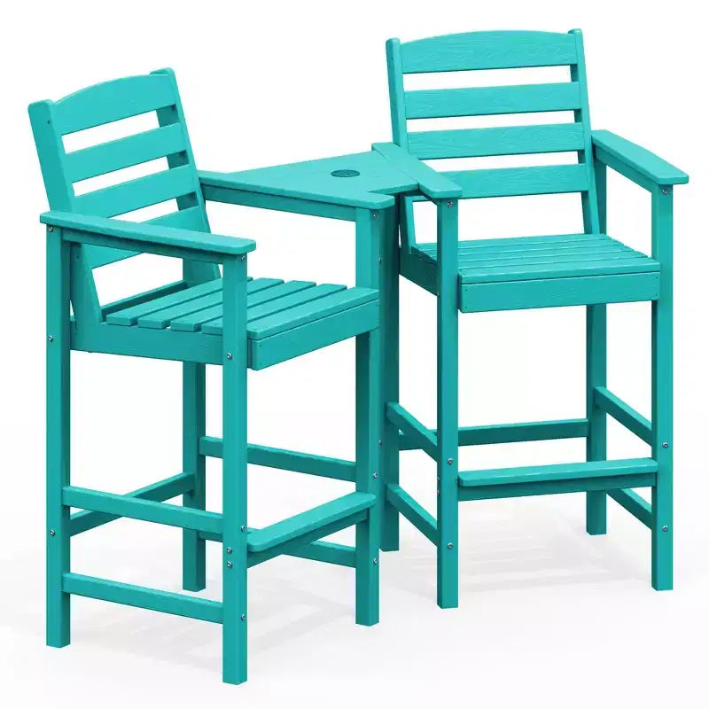 Hyleory Panca Adirondack a due posti in HDPE con tavolino laterale integrato, sedia doppia da esterno per 2 persone